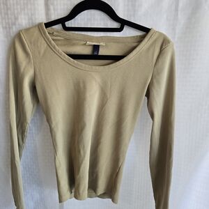 Universal Thread Tan Fitted Long Sleeve Blouse